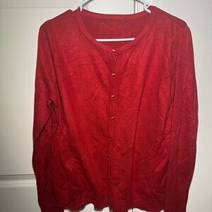 Valentine’s Day Large red cotton cardigan| Button down sweater | Red Sweater
